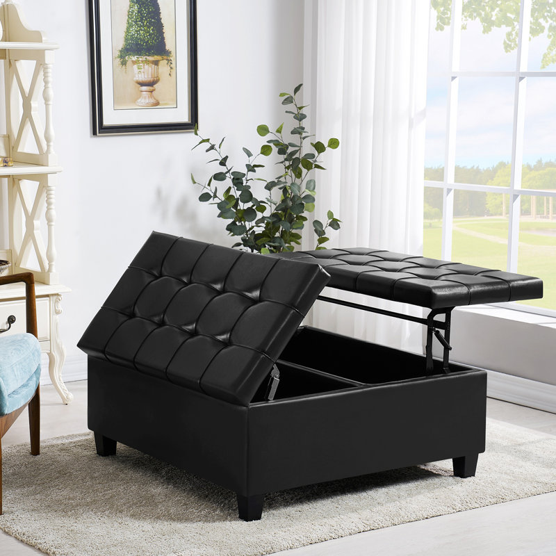 Lark Manor Large Square Storage Ottoman Coffee Table Wayfair